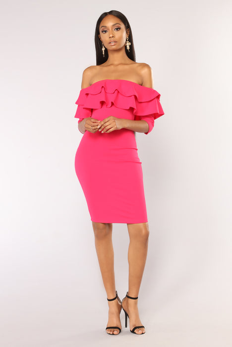 Ready To Ruffle Dress - Fuchsia ...